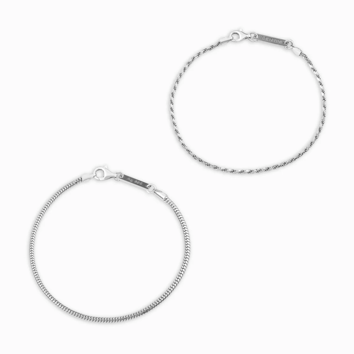 ARMBAND SET KORDEL SCHLANGE SILBERARMBAND – Bild 2