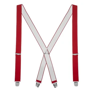 140 cm - rote Hosenträger - extra lang - vier robuste Clips